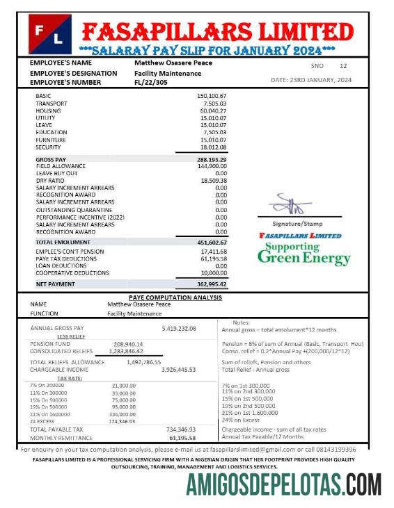 Em branco Modelo de recibo de pagamento do escritório corporativo da Nigéria Fasapillars Limited em formatos Word e PDF.pdf, 1